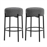 Set Garvee 2 Sgabelli Bar Tondi 61 cm Moderni Senza Schienale Sherpa Imbottiti Gambe in Metallo per Cucina e Bar - Dark Gray