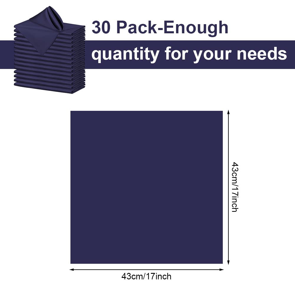 Tovaglioli di raso Garvee, confezione da 30, blu navy, quadrati, 17x17 pollici, morbidi, lavabili, per matrimoni, banchetti, feste, decorazioni da tavola