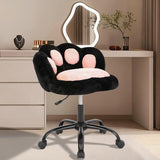 Garvee Sedia Vanity con Schienale a Zampa di Gatto, Tessuto Teddy, Altezza Regolabile, Nera, per Camera e Studio - Black