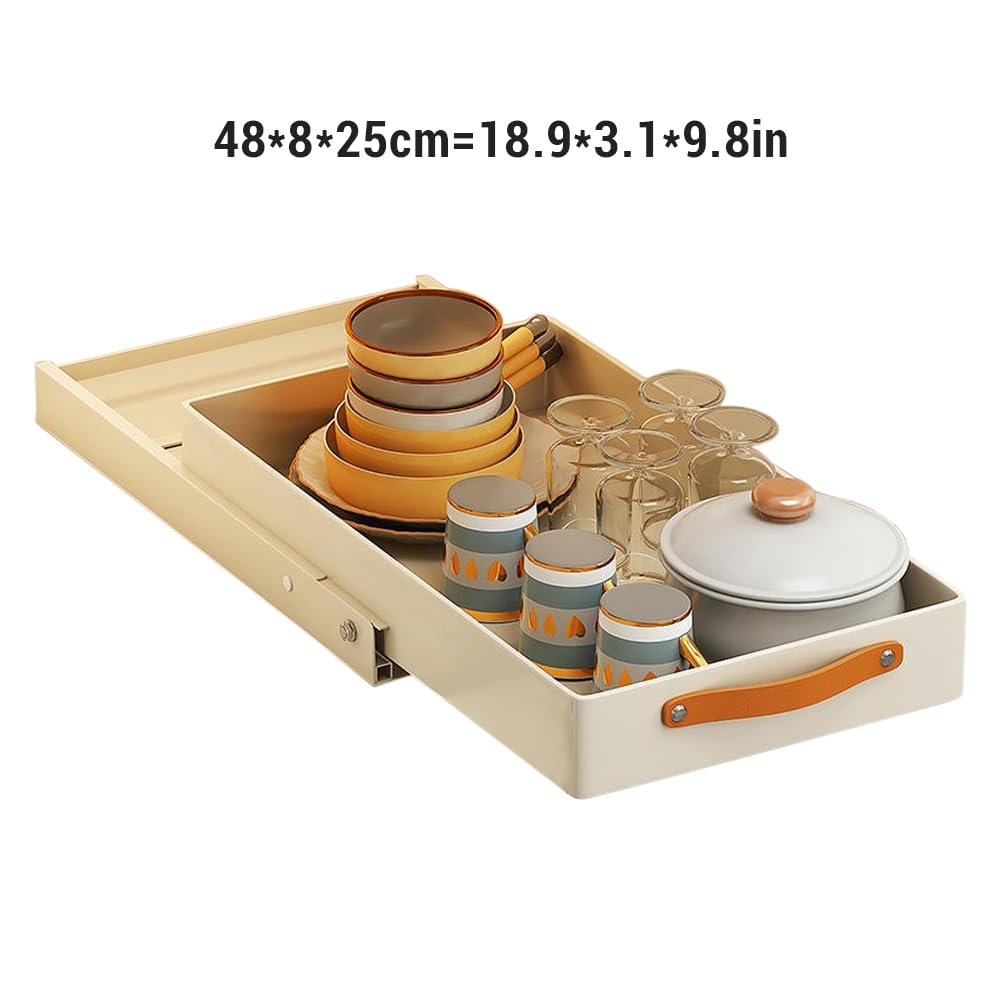 Cassetto estensibile Garvee per mobile, estraibile per impieghi gravosi, silenzioso, montaggio senza viti, acciaio, versatile, 19 pollici, cucina e ufficio