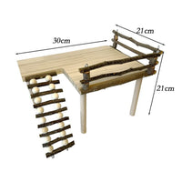 Piattaforma in legno per criceti Garvee con scala per attività di arrampicata, motivo orso dorato, per piccoli animali da parco giochi