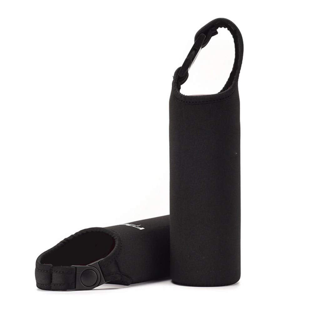 Garvee Borsa Termica Neoprene per Bottiglie 500ml - Antiscivolo, Impermeabile, Isolante Caldo/Freddo - Manico con Clip Nero Outdoor Fitness