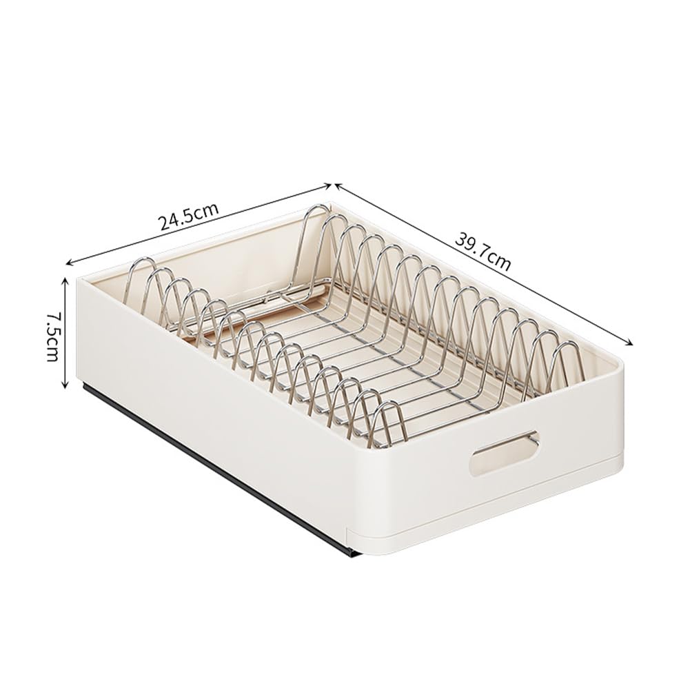 Scolapiatti telescopico GARVEE 39,5 x 24,5 x 7,5 cm Bianco – Organizzatore per mobili da cucina multifunzionale, salvaspazio e silenzioso