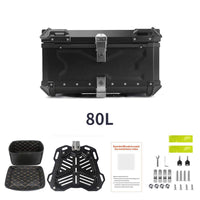 Bauletto per moto Garvee da 80 litri in lega di alluminio con serratura di sicurezza per viaggi, impermeabile, robusto, versatile, argento