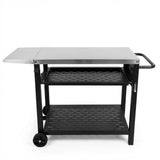 Garvee Carrello Grill Esterno con Tavolo in Acciaio Inox, 3 Ripiani, Cassetto Regolabile, Base Impermeabile, Ruote per BBQ e Pizza in Giardino