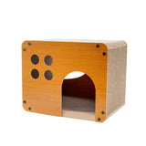 Tiragraffi e cuccia per gatti in cartone ondulato 2 in 1 Garvee, grande albero per gatti da interno, 46 x 29 x 28 cm, marrone - Marrone