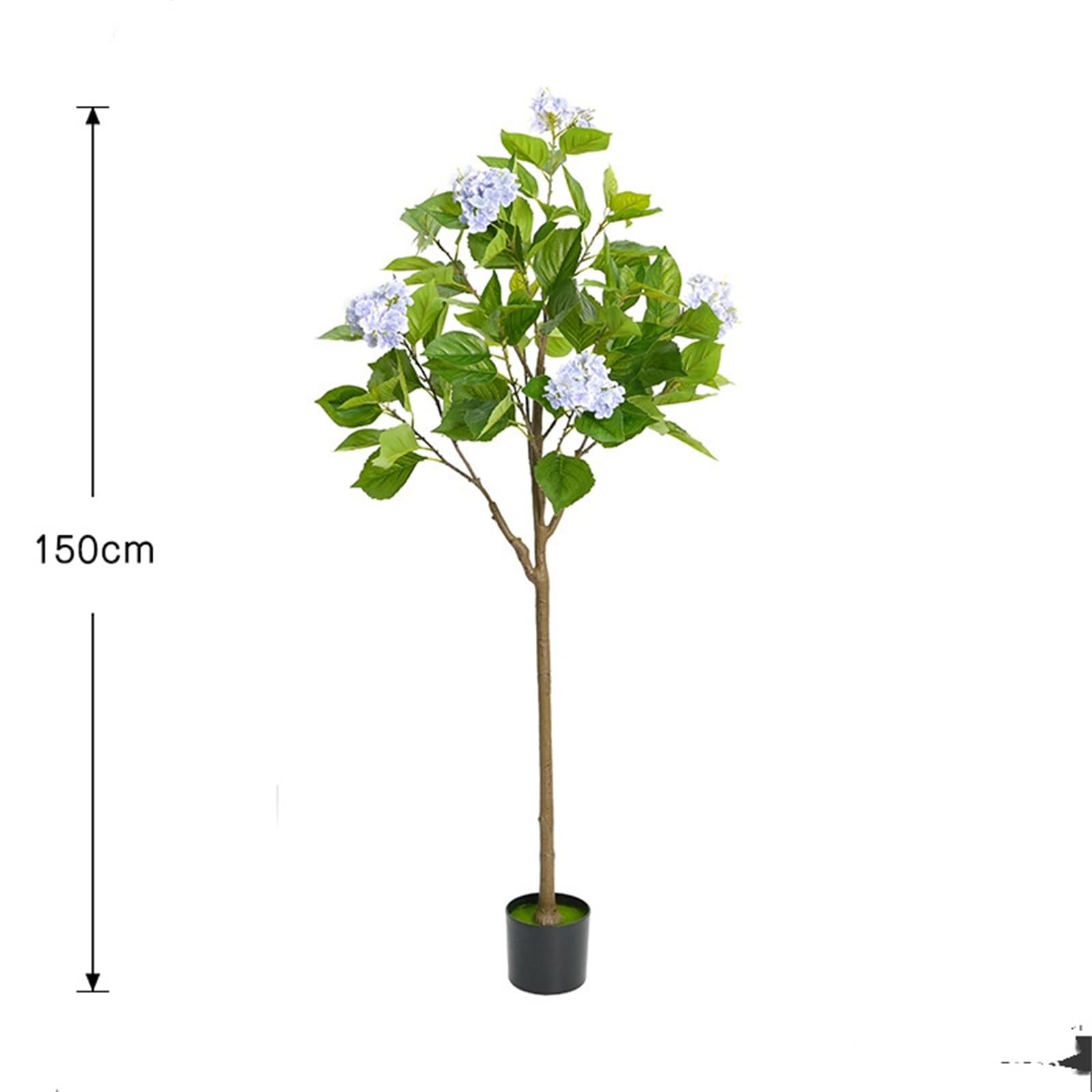 Albero di ortensia artificiale Garvee da 4 piedi/5 piedi con vaso moderno per l'arredamento del soggiorno e dell'ufficio, facile da pulire, robusto, realistico, verde