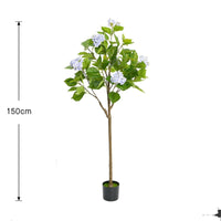 Albero di ortensia artificiale Garvee da 4 piedi/5 piedi con vaso moderno per l'arredamento del soggiorno e dell'ufficio, facile da pulire, robusto, realistico, verde