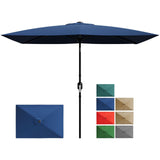 Garvee Ombrellone Rettangolare 305x198 cm con Crank e Tilt, Telaio Rinforzato in Ferro, Tessuto Poliestere Resistente, Vento Ventilato, Per Giardino e Piscina, Nero - Blu navy