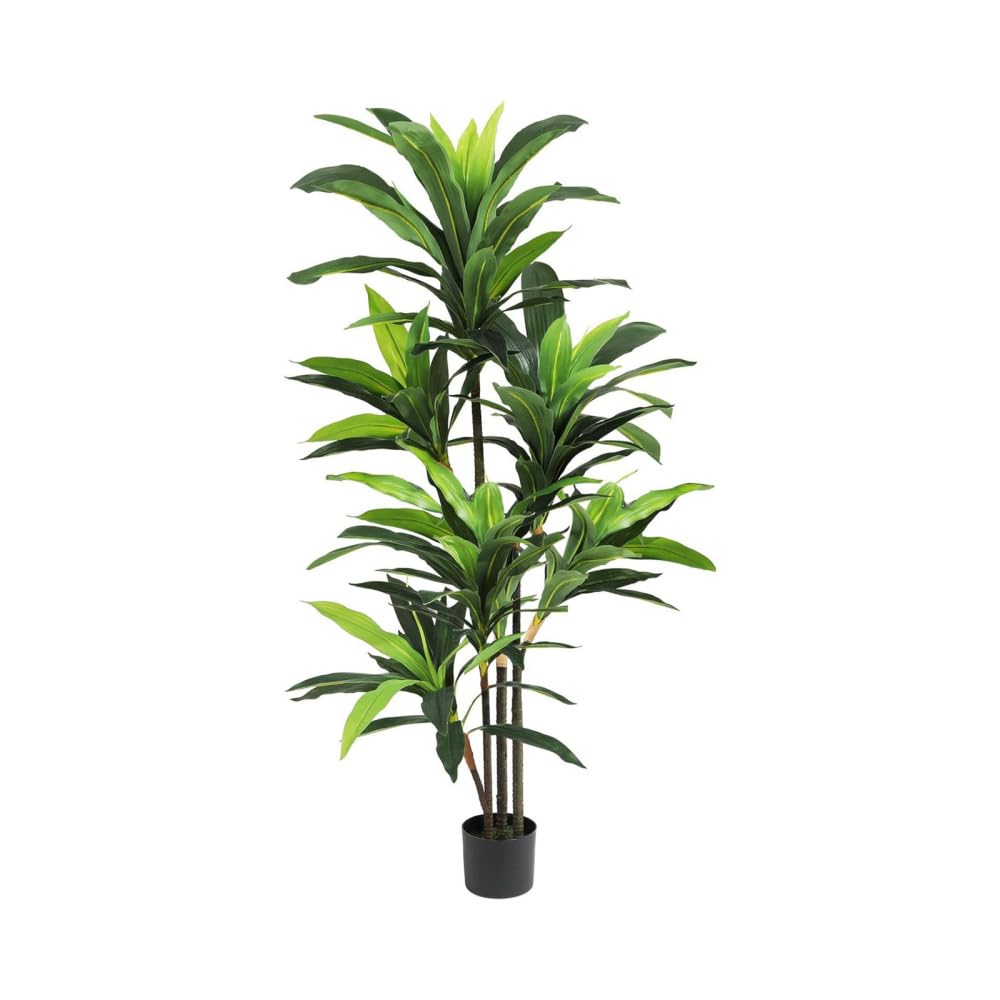 Albero di dracena artificiale Garvee da 4 piedi/5 piedi con vaso per soggiorno e ufficio, rami e foglie resistenti, tessuto di seta, facile da pulire, verde