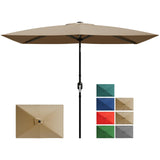Garvee Ombrellone Rettangolare 305x198 cm con Crank e Tilt, Tela Resistente UV, 6 Stecche in Acciaio Verniciato Antiruggine, Giardino e Piscina, Blu - Beige