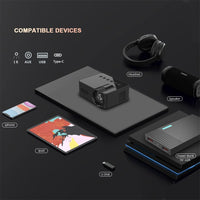 Garvee Beamer supporta il mini proiettore video portatile WiFi YT100 per telefoni cellulari, tablet, computer portatili, 10,1x7,8x4 cm, nero