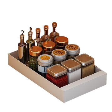 Ripiano estraibile per cassetto Garvee, in metallo con meccanismo di chiusura ammortizzata e silenzioso per cucina e ufficio, capacità di carico 20 kg, acciaio al carbonio, pellicola adesiva