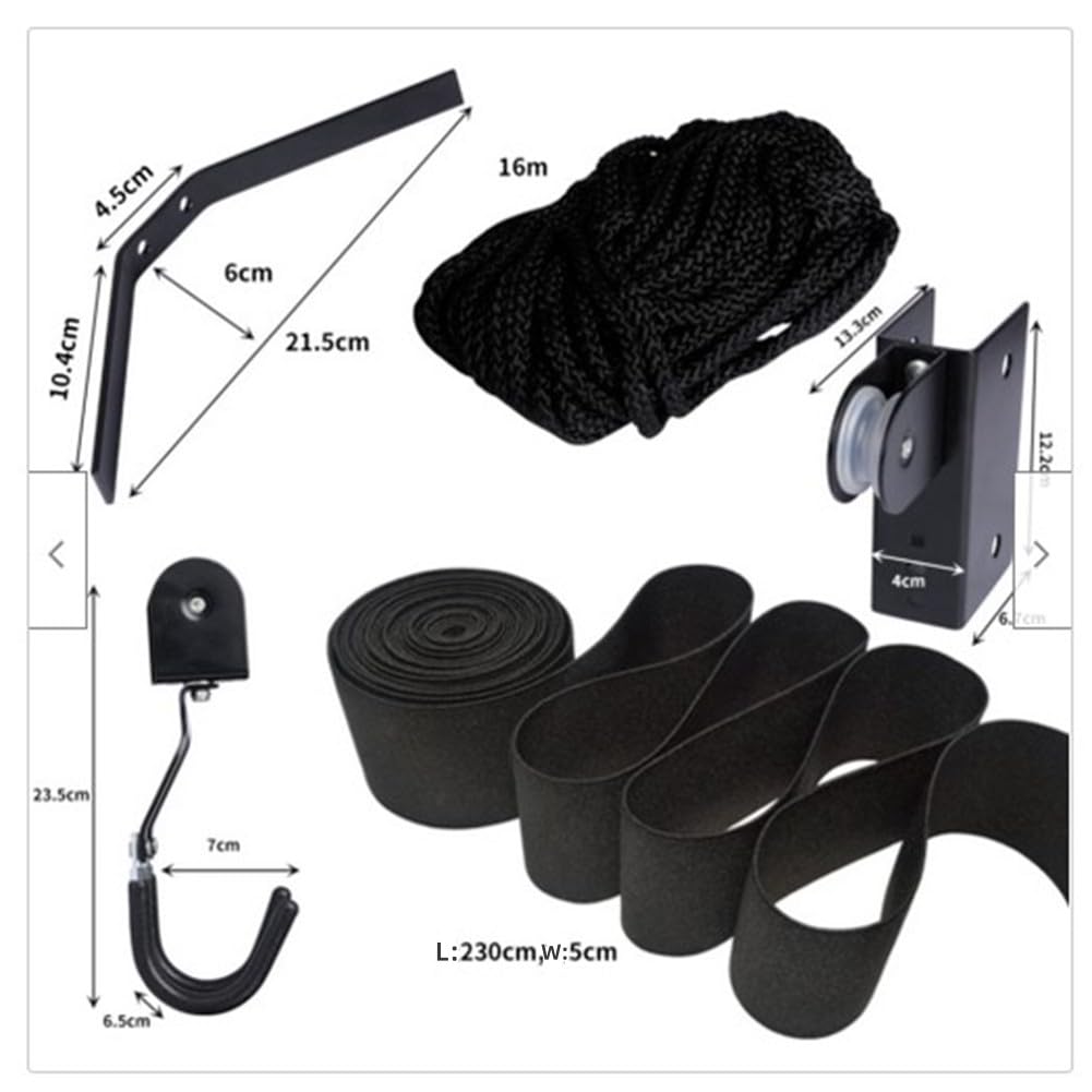 Sistema di carrucole da soffitto Garvee per kayak e canoa, capacità 120 libbre, per esterni, materiale durevole, cinghia di stoccaggio