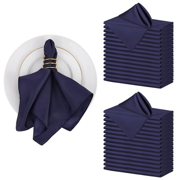 Tovaglioli di raso Garvee, confezione da 30, blu navy, quadrati, 17x17 pollici, morbidi, lavabili, per matrimoni, banchetti, feste, decorazioni da tavola