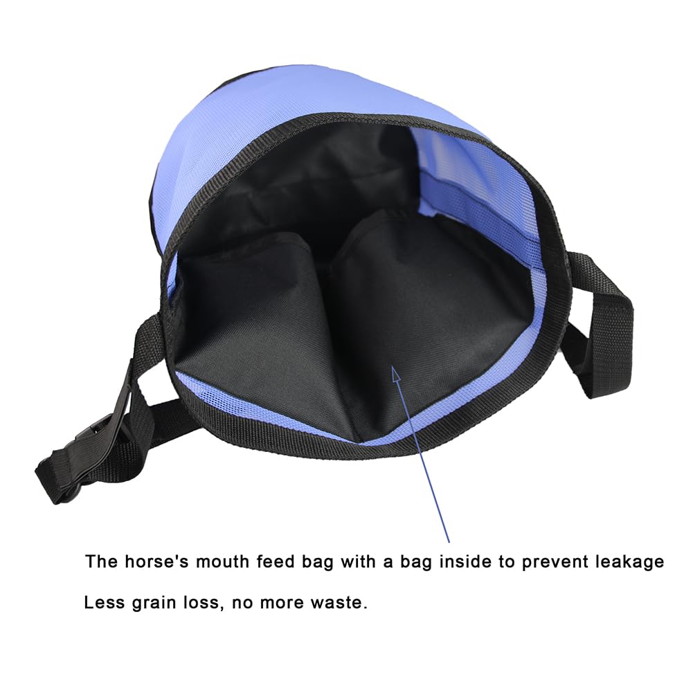 Borsa per mangime Garvee per cavalli con comodo cuscinetto per il collo – Mangiatoia in rete in PVC, resistente e di lunga durata, 23,9x24,4 cm