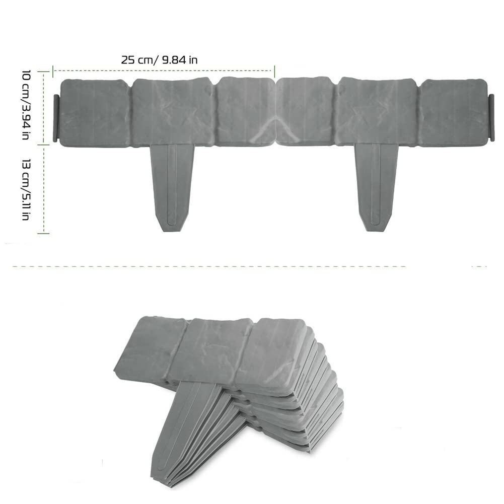 Garvee Bordura per prato da giardino effetto pietra grigio scuro, 10 pezzi, grigio