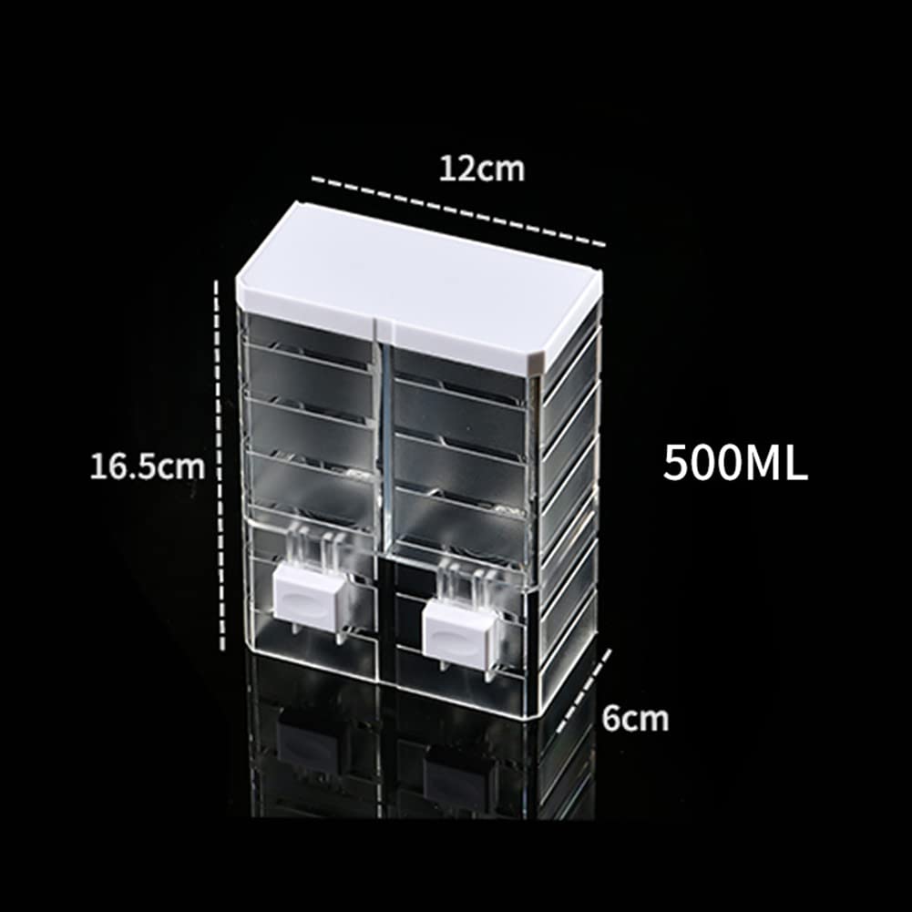 Dispenser di sapone liquido manuale Garvee da 500 ml, doppia testa, montaggio a parete, in plastica trasparente per bagno e hotel