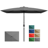 Garvee Ombrellone Rettangolare 305x198 cm con Crank e Tilt, Telaio in Ferro Rinforzato, Tessuto Poliestere Resistente, Vented, per Giardino e Piscina - Grigio