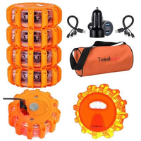 Garvee, confezione da 6 torce LED stradali, luci di emergenza con 9 modalità di lampeggiamento, funzione di ricarica USB, materiale ABS+PC, base magnetica e gancio, impermeabili, per auto, camion, barche