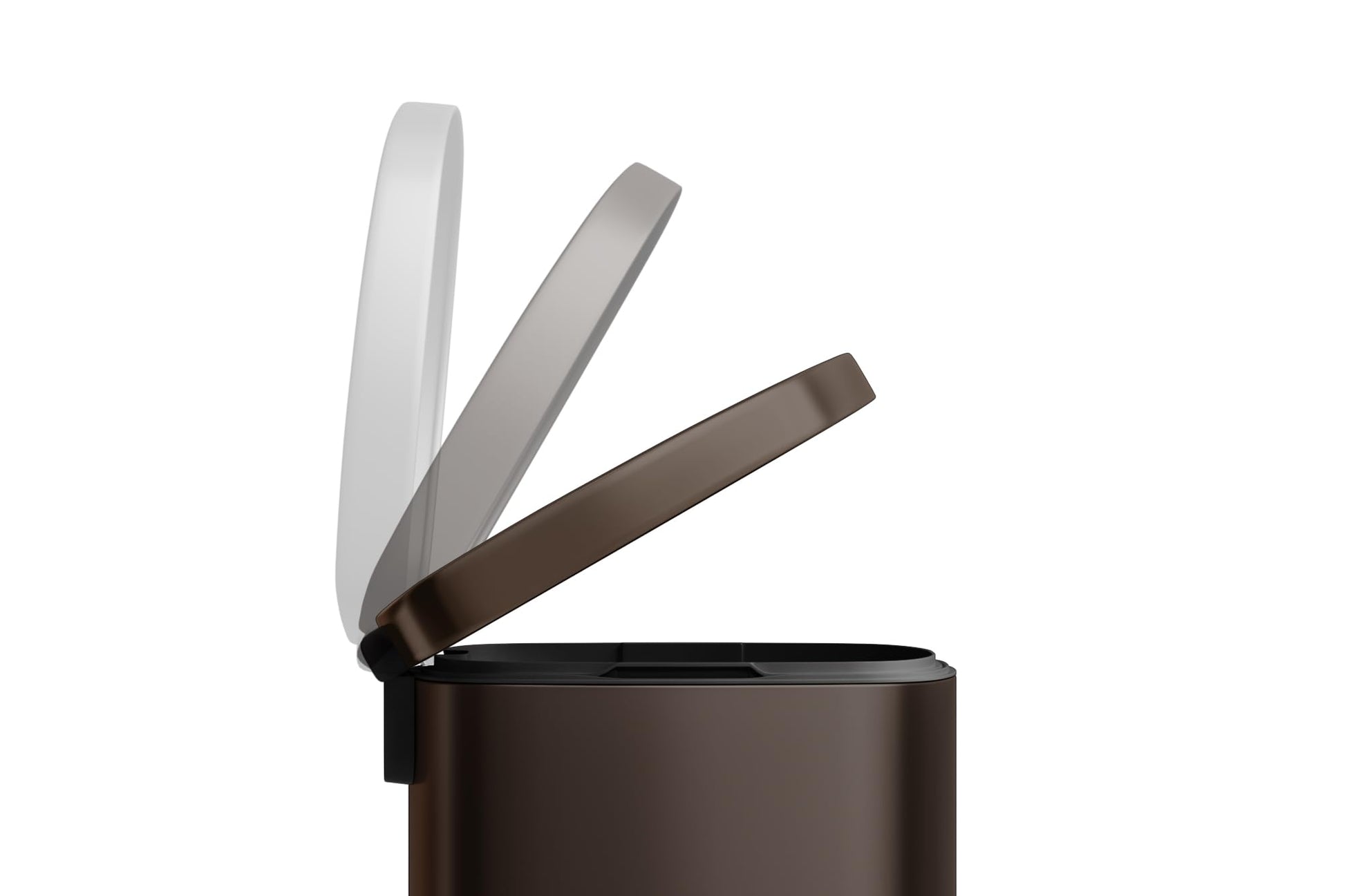 Garvee 13,2+2,6 Gal Set di bidoni in metallo antiruggine con coperchio, meccanismo a pedale, per cucina e bagno, marrone, compatto, ergonomico