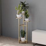 Mensola per piante Garvee, portafiori angolare con piedini antiscivolo, in metallo multistrato, per soggiorno e camera da letto, moderna e salvaspazio - Oro - 100 cm di altezza