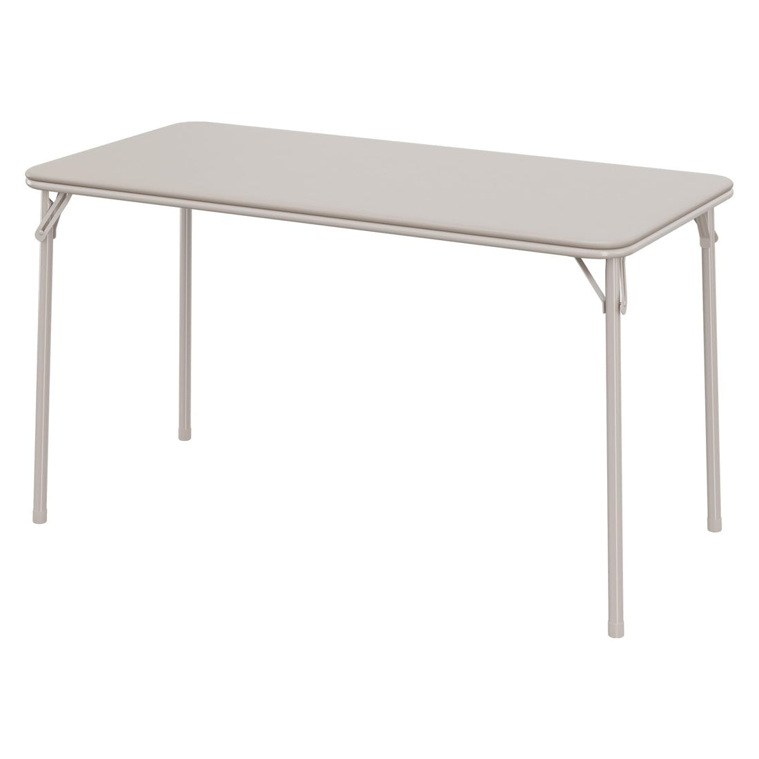 Tavolo pieghevole Garvee a 4 gambe, portatile, pieghevole, gambe in metallo, piano in similpelle, beige, per uso interno ed esterno