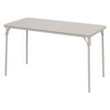 Tavolo pieghevole Garvee a 4 gambe, portatile, pieghevole, gambe in metallo, piano in similpelle, beige, per uso interno ed esterno - beige