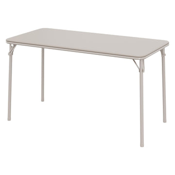 Tavolo pieghevole Garvee a 4 gambe, portatile, pieghevole, gambe in metallo, piano in similpelle, beige, per uso interno ed esterno