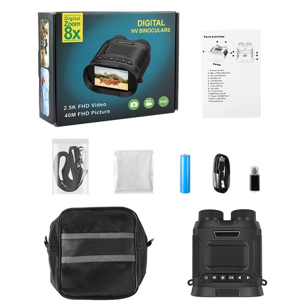 Dispositivo per la visione notturna Garvee 2.5K 40MP Binocolo digitale a infrarossi con zoom 8X per caccia e campeggio, batteria da 2500 mAh, robusto