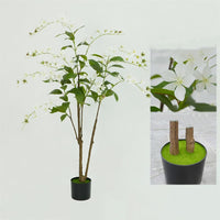 Albero di gelsomino artificiale Garvee da 5 piedi con design piangente, vero tocco, bianco seta con vaso per soggiorno, ufficio