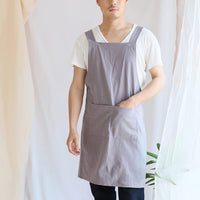 Garvee Küchenschürze Unisex Stile Giapponese Mit Großen Taschen, Schienale Incrociato Für Küche, Giardinaggio, Pittura, 72x90 cm, Grigio