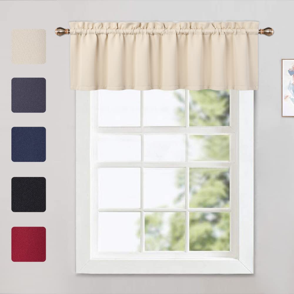 Mantovane oscuranti Garvee per soggiorno, cucina, camera da letto, beige, 52 x 15 pollici, mantovane per finestre termoisolanti