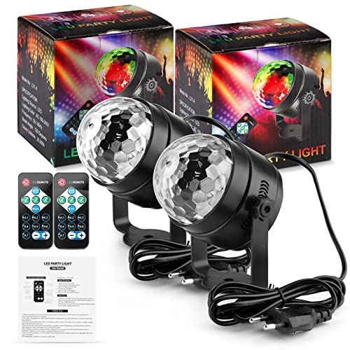 Sfera da discoteca LED RGB Garvee con 7 colori, attivata dal suono, rotazione di 360°, cavo USB da 4 m per feste, compleanni, bar, matrimoni, Natale