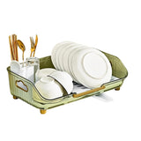 Scolapiatti Garvee con sistema di drenaggio automatico, acciaio inossidabile, portaposate rimovibile, verde trasparente, taglia unica, uso versatile