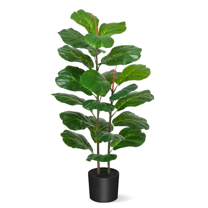 Garvee 39 pollici artificiale Ficus Lyrata albero di plastica per ufficio e soggiorno verde realistico facile da curare