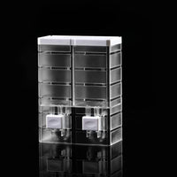 Dispenser di sapone liquido manuale Garvee da 500 ml, doppia testa, montaggio a parete, in plastica trasparente per bagno e hotel