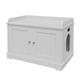 Garvee - Mobiletto per lettiera per gatti, mobiletto per toilette nascosto per gatti, doppia porta, design per interni, legno marrone, 31.5 pollici - Bianco