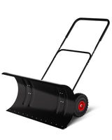 Garvee Spazzaneve con Ruote Lama in Acciaio da 74 cm Resistente Manico Regolabile per Vialetti e Cortili Nero