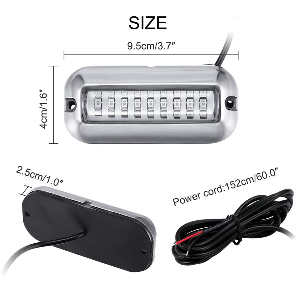Garvee Luci Marine 27 LED Sottomarine per Barca, Acciaio Inox, Ideali per Pesca Notturna e Yachting, 2 Pezzi, Argento