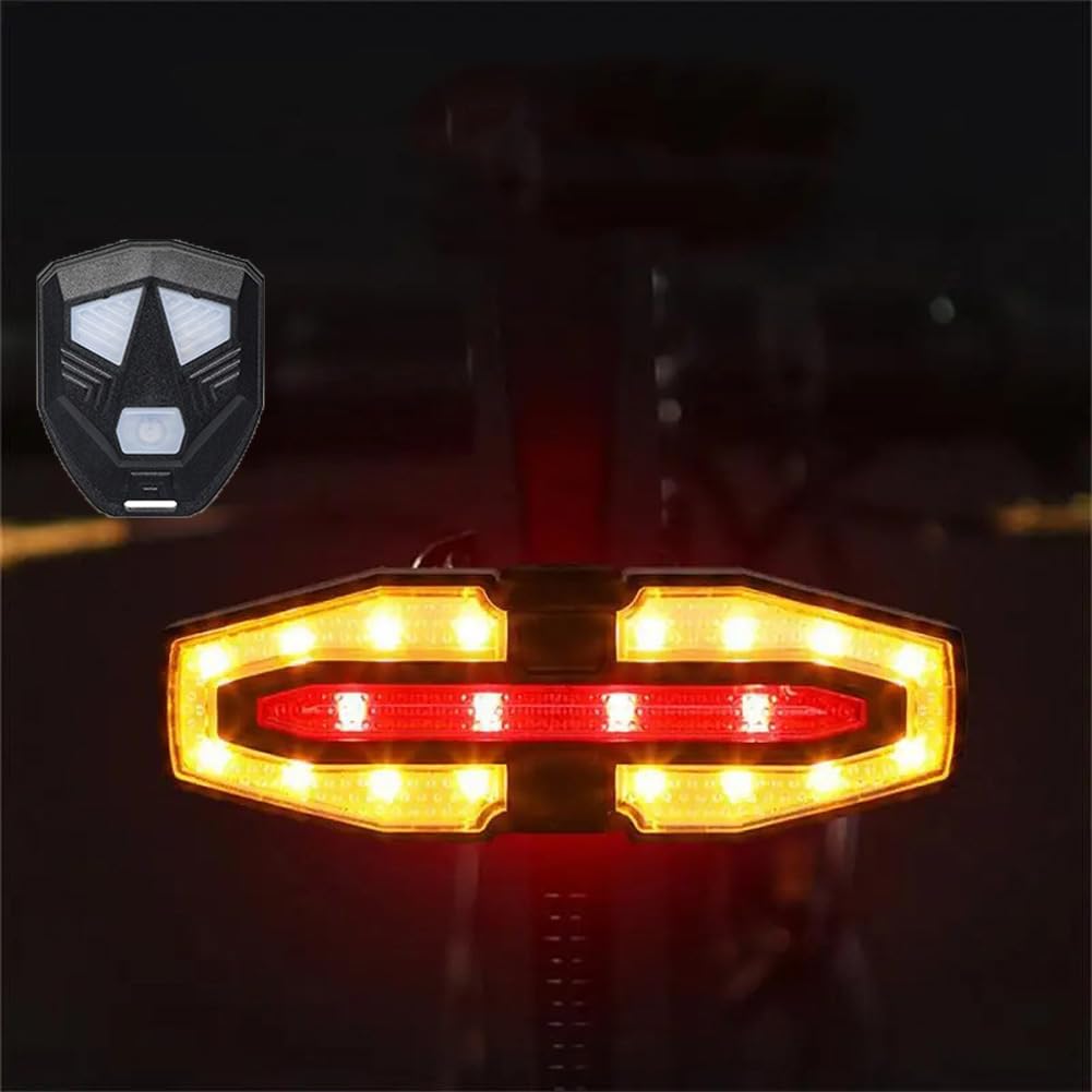 Luce Posteriore Bici Garvee con Indicatori Direzione, Freni e Allarme Antifurto Ricaricabile - Ideale per Festa del Papà, Nero, Ciclismo Urbano con Telecomando