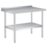 Tavolo da lavoro in acciaio inox Garvee 121.92x60.96 cm con pannello posteriore, base regolabile per ristoranti e casa, spessore 0,8 mm, robusto, antiscivolo