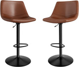 Set di 2 Sgabelli da Bar in Pelle PU Marrone Caffè Regolabili in Altezza Girevoli Design Ergonomico a S per Bar e Cucina - Kaffee