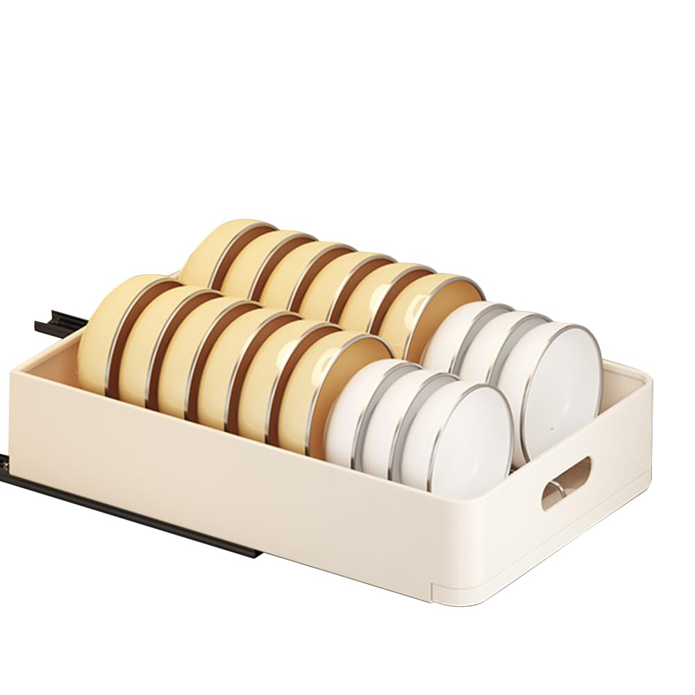 Scolapiatti telescopico GARVEE 39,5 x 24,5 x 7,5 cm Bianco – Organizzatore per mobili da cucina multifunzionale, salvaspazio e silenzioso