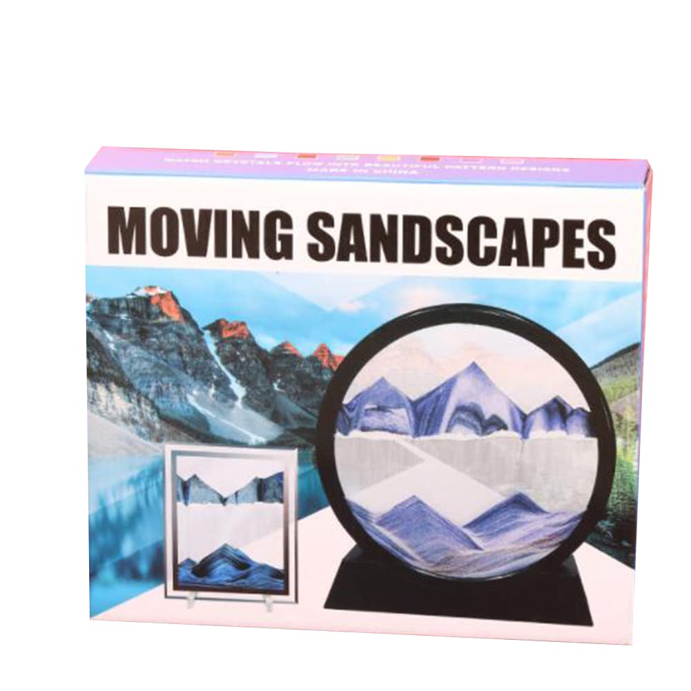 Clessidra artistica in movimento GARVEE 3D con paesaggio naturale da 7 pollici, blu, per soggiorno e ufficio