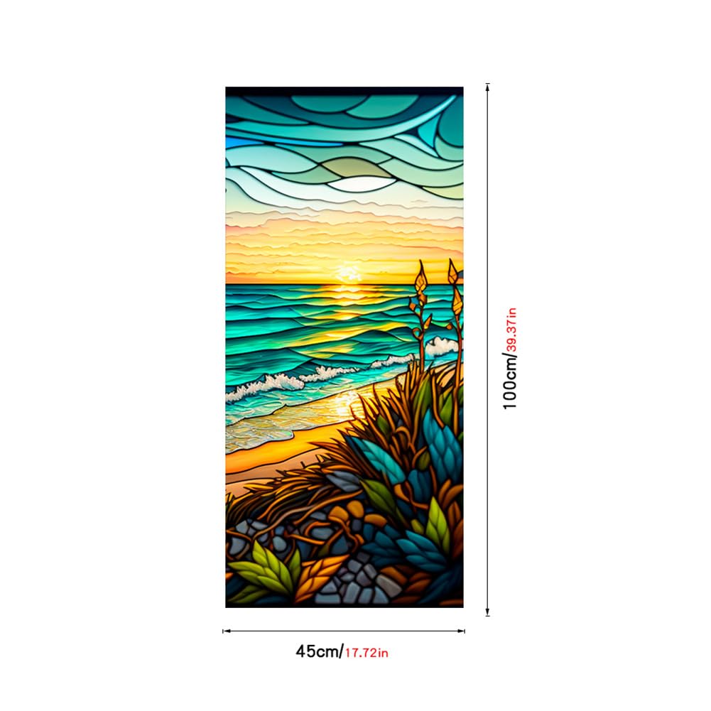 Pellicola per finestre in PVC Garvee 60x100cm motivo tramonto sul mare, protezione UV, isolamento termico, colorata, per finestre residenziali e uffici