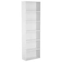 Libreria industriale Garvee a 6 ripiani bianca per soggiorno e ufficio, altezza 71,4" in legno rustico, capacità di 250 libbre, sicura e versatile.
