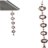 Garvee Catena Pioggia in Metallo con Campana - 108cm, Resistente, Antiruggine, Decorazione Giardino Esterni, Suono Naturale