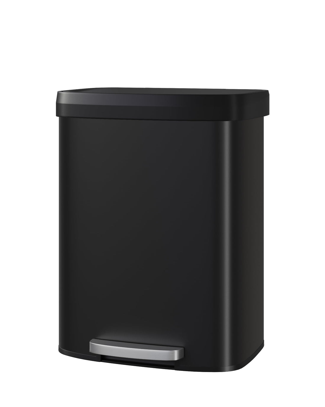 Pattumiera in metallo Garvee da 60 litri con coperchio, antiruggine, chiusura ammortizzata, maniglia ergonomica, nera per cucina e ufficio