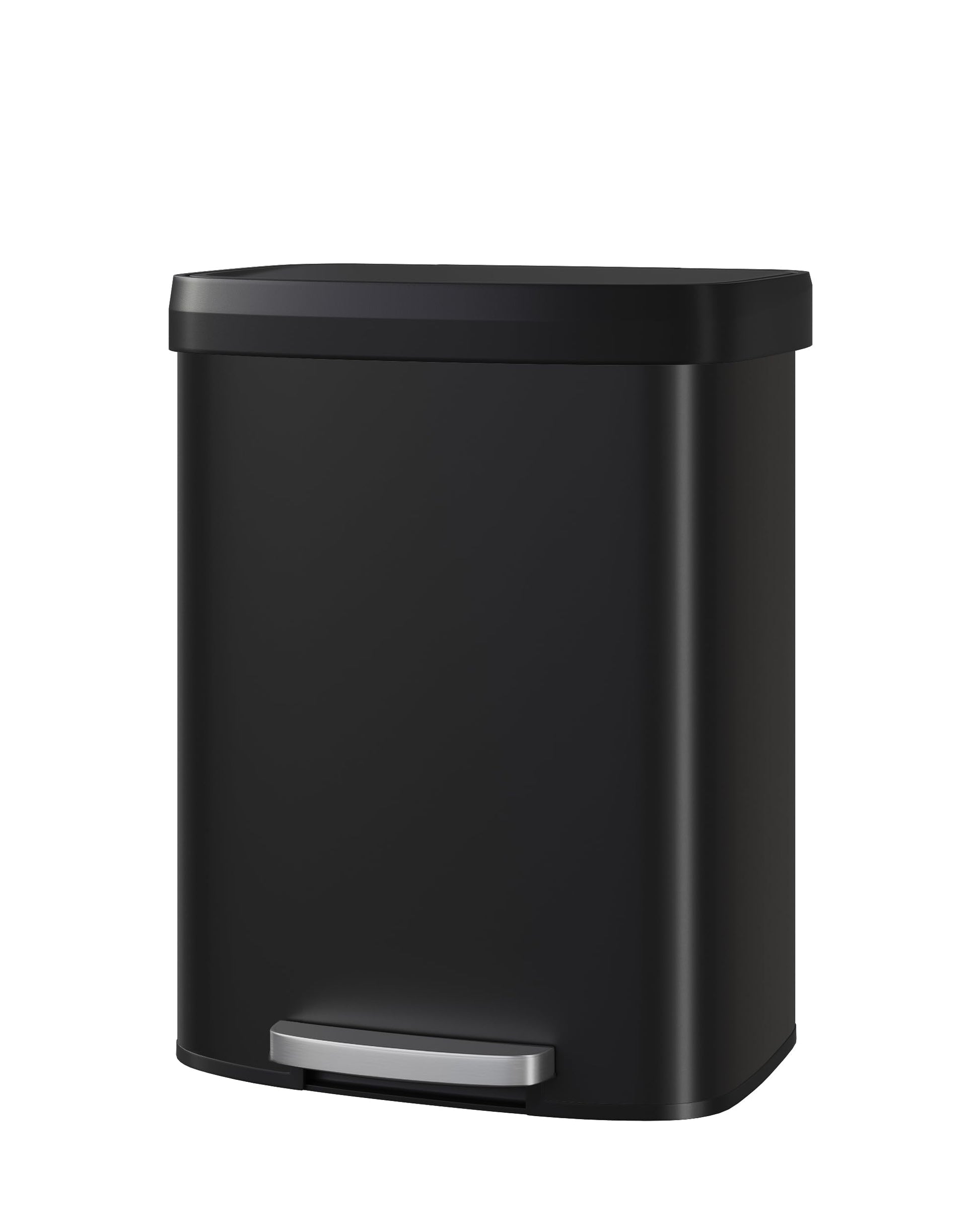 Pattumiera in metallo Garvee da 60 litri con coperchio, antiruggine, chiusura ammortizzata, maniglia ergonomica, nera per cucina e ufficio